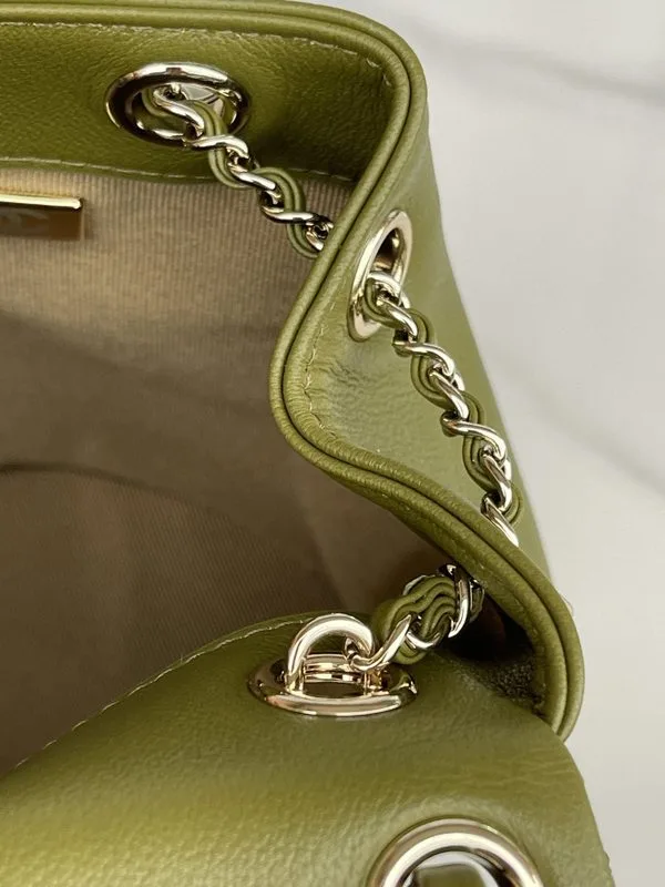Chanel Small Backpack / Green Khaki Gold Hardware - Image 8