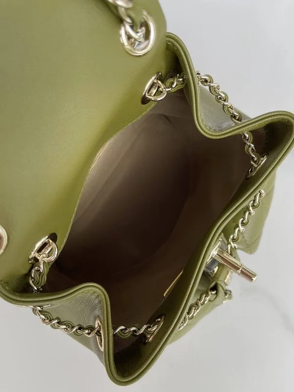 Chanel Small Backpack / Green Khaki Gold Hardware - Image 9