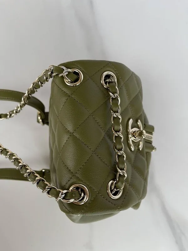 Chanel Small Backpack / Green Khaki Gold Hardware - Image 7