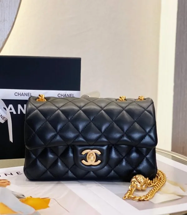 Chanel CC Flap Bag Small Crossbody / Black Gold Hardware - Image 6