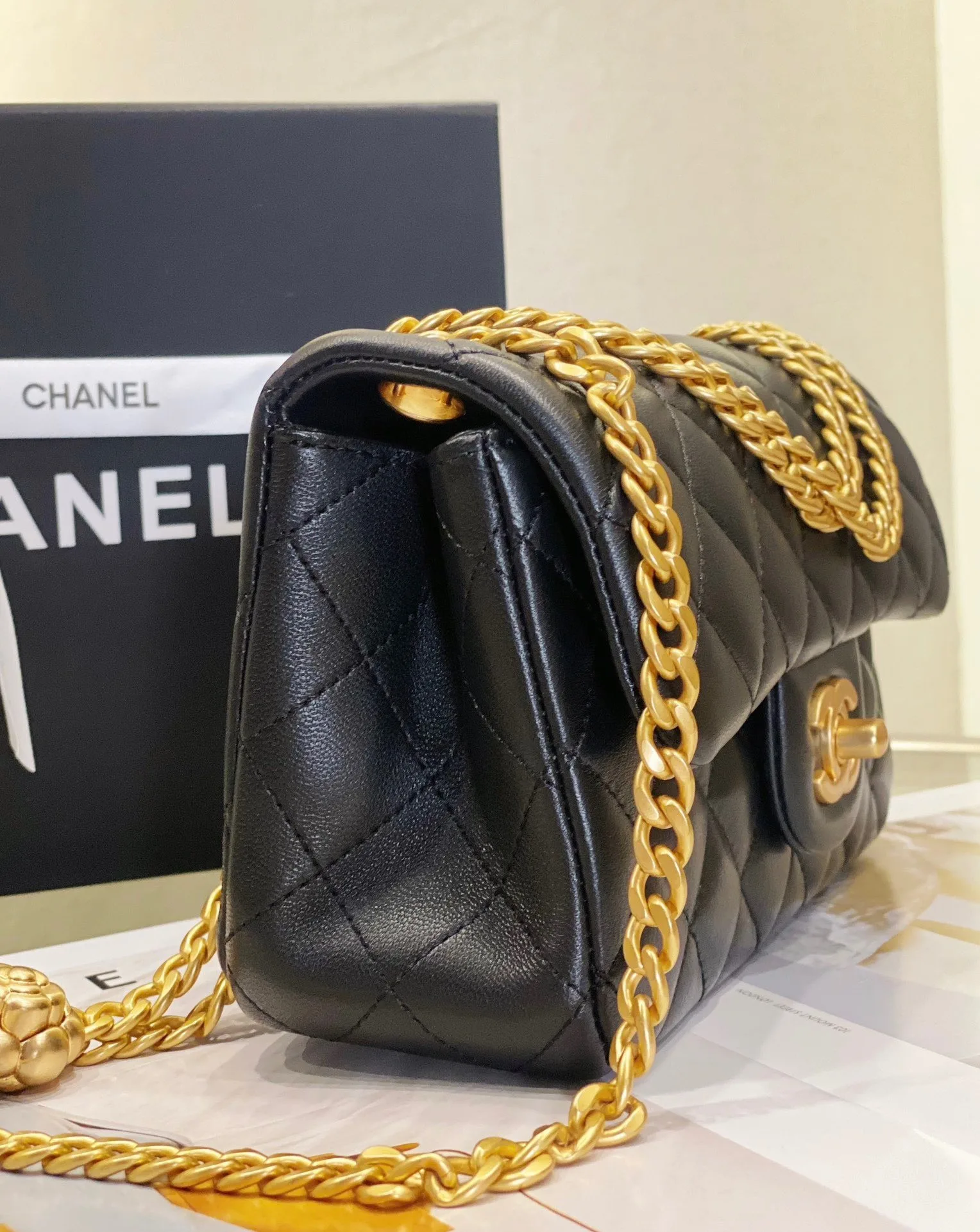 Chanel CC Flap Bag Small Crossbody / Black Gold Hardware - Image 4