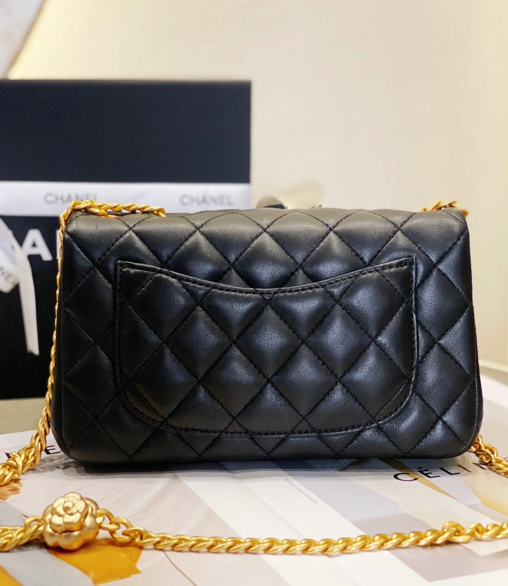 Chanel CC Flap Bag Small Crossbody / Black Gold Hardware - Image 3