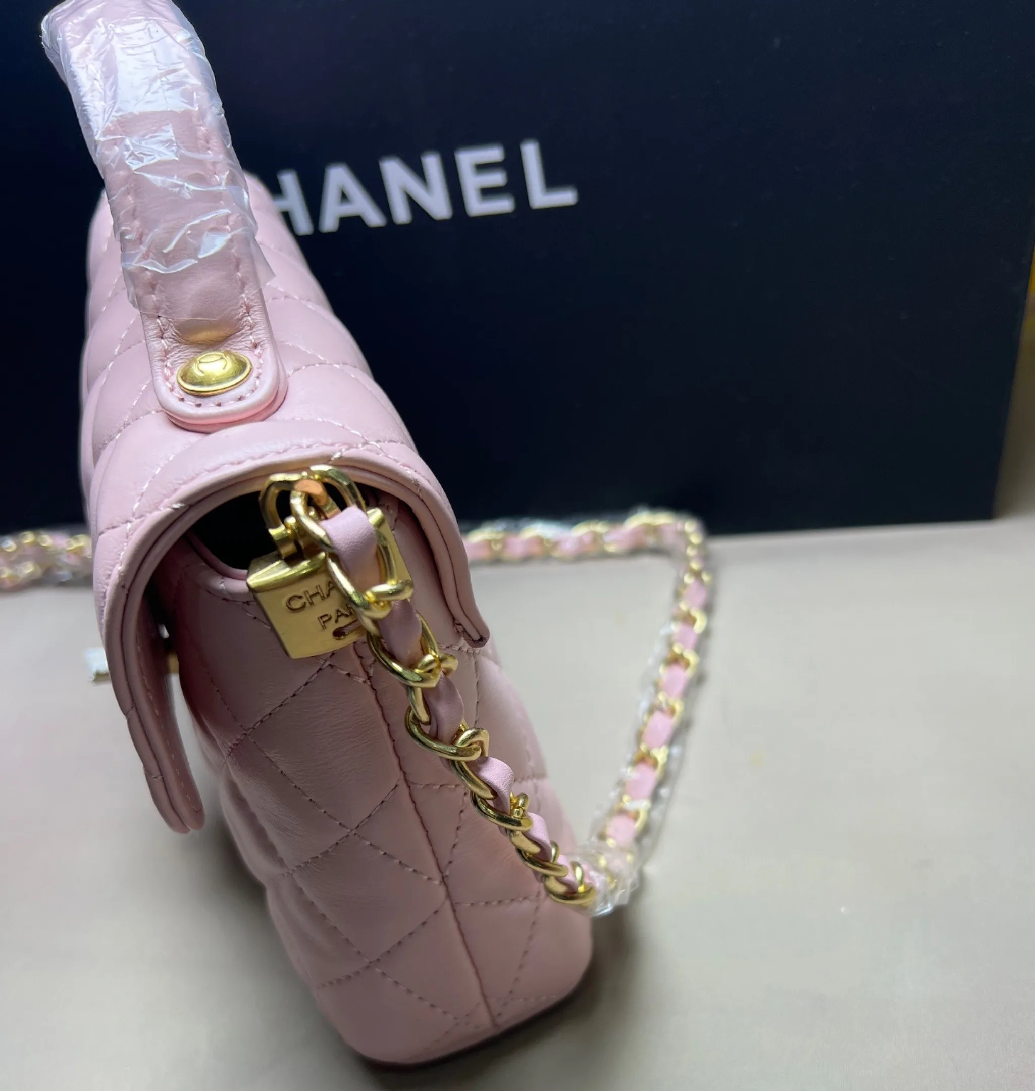 Chanel Small Flap Bag Crossbody / Light Pink Gold Hardware - Image 4