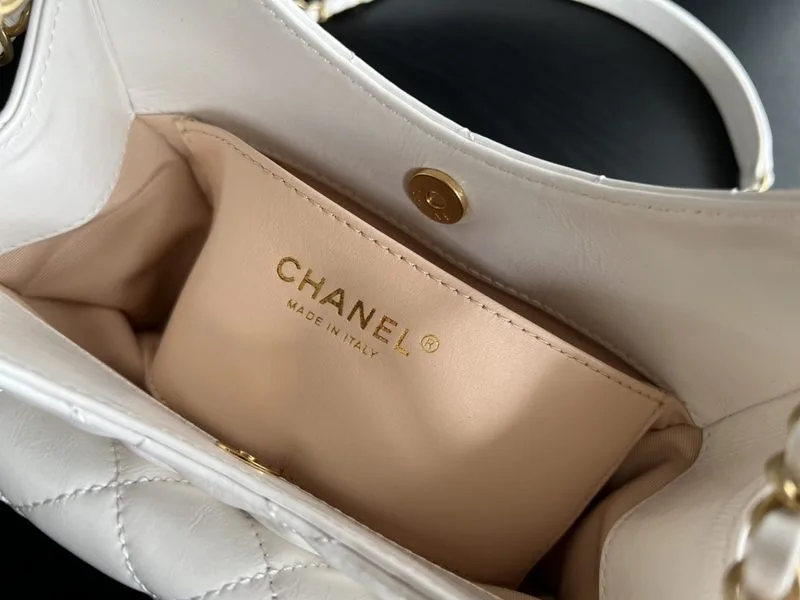 Chanel Small Hobo Bag / White Gold Hardware - Image 10