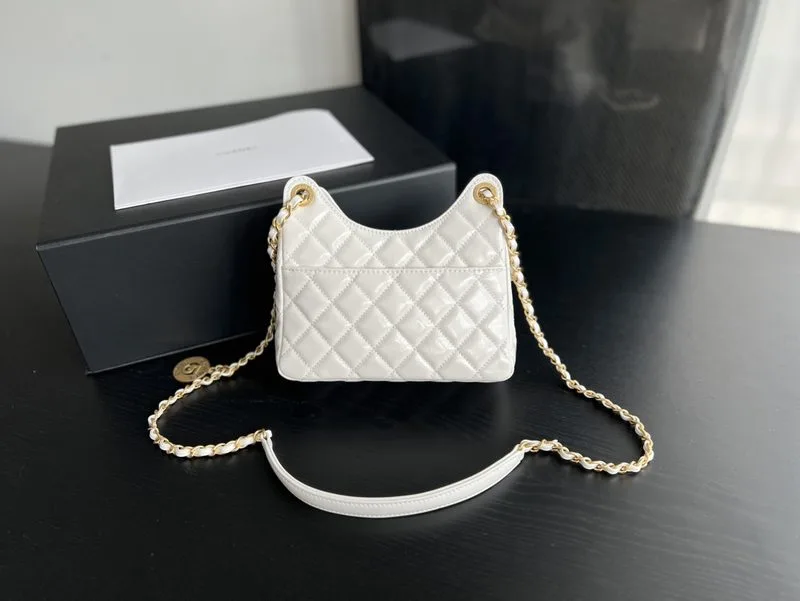Chanel Small Hobo Bag / White Gold Hardware - Image 9