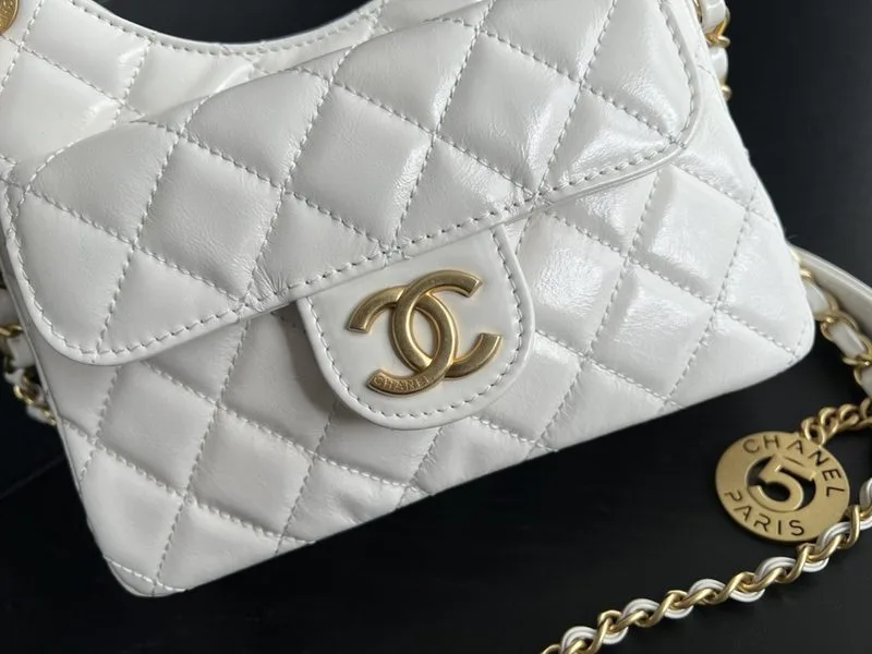 Chanel Small Hobo Bag / White Gold Hardware - Image 3