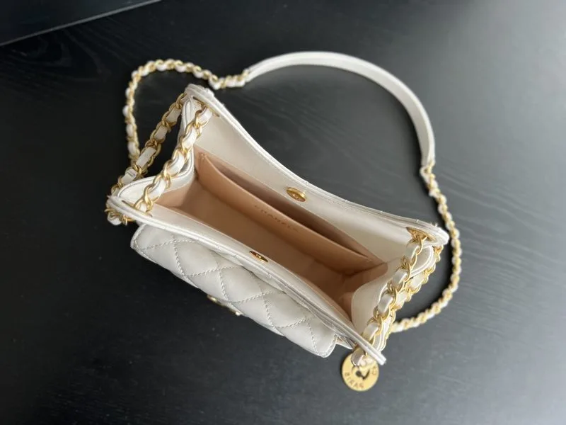 Chanel Small Hobo Bag / White Gold Hardware - Image 4