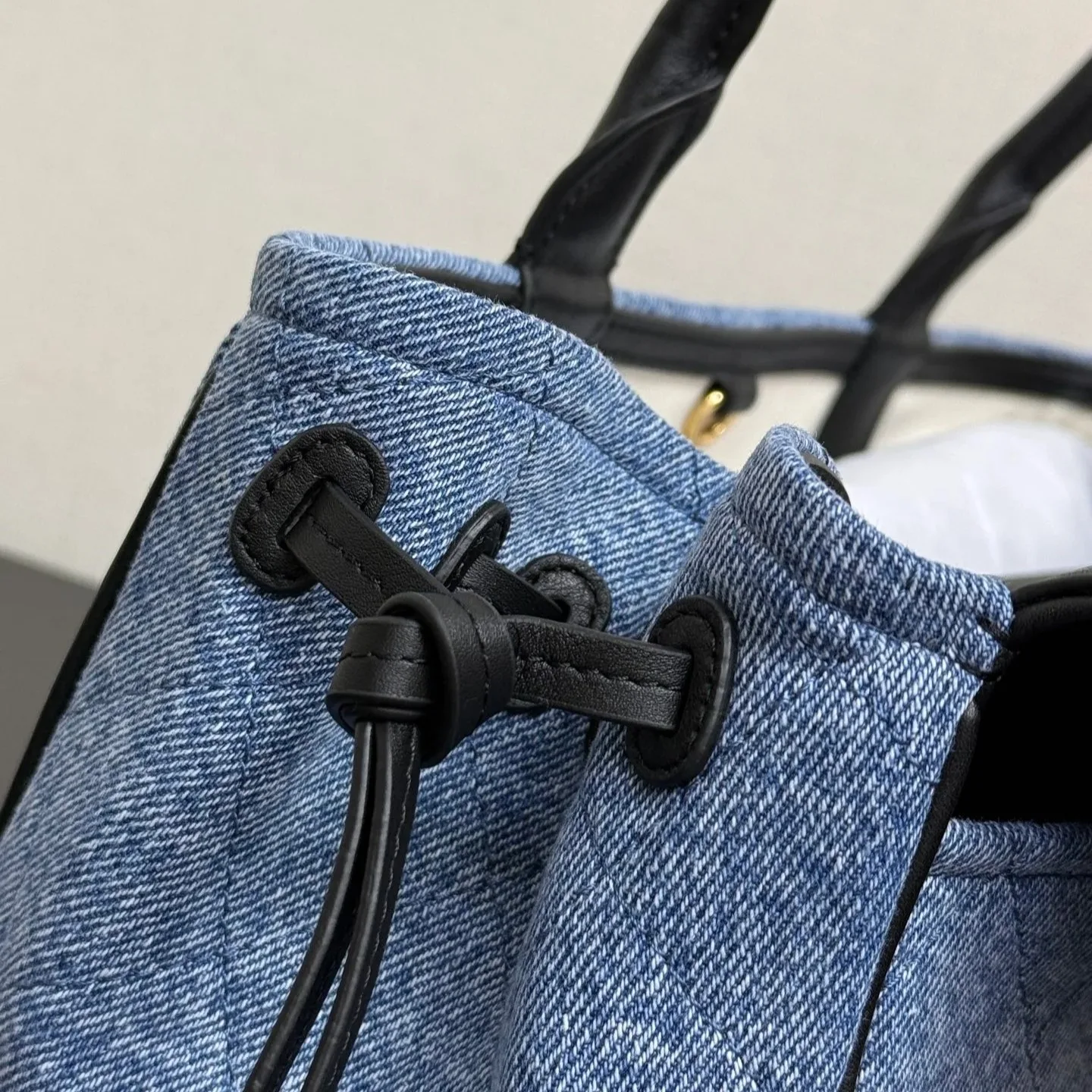 Chanel Small Shopping Shoulder Bag / Blue/ Black Gold Hardware - Image 8