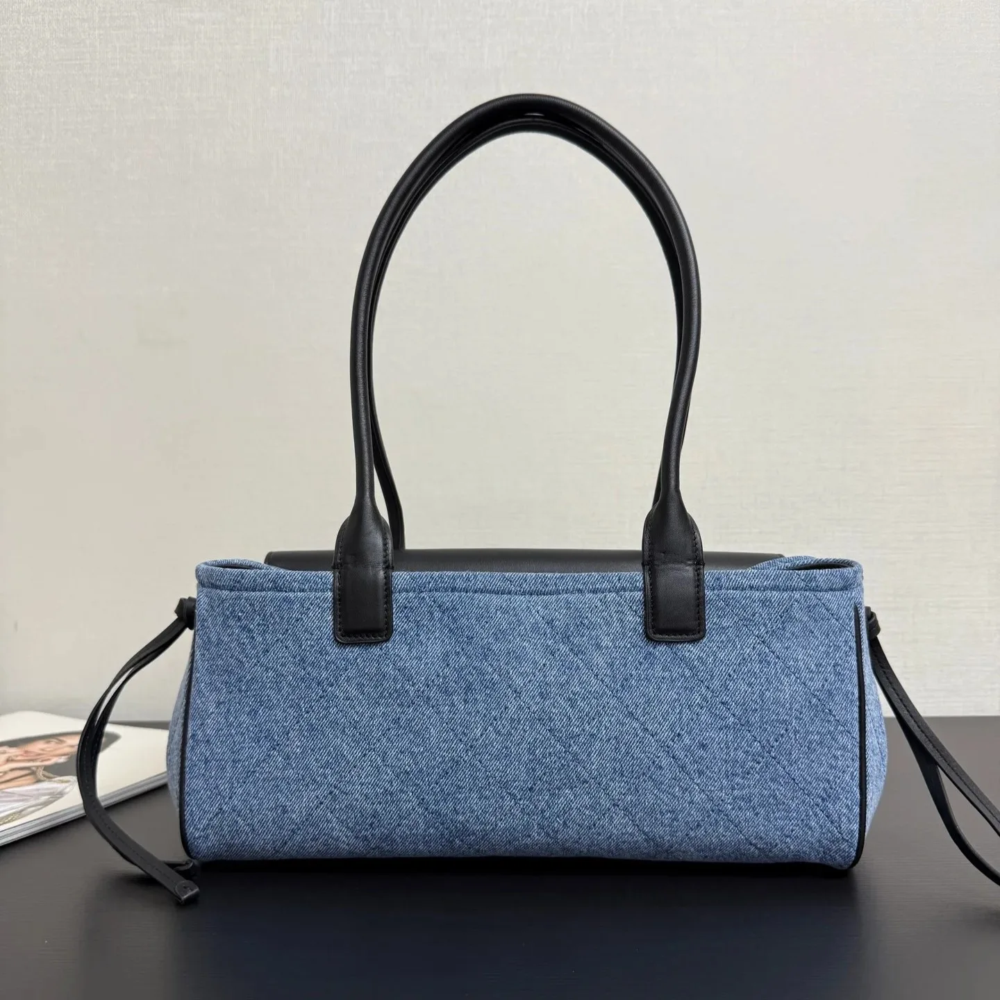 Chanel Small Shopping Shoulder Bag / Blue/ Black Gold Hardware - Image 5