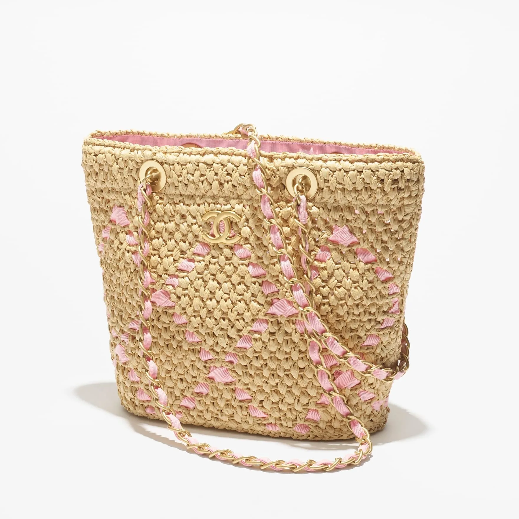 Chanel Small Shoulder Bag / Beige Raffia Gold Hardware - Image 3