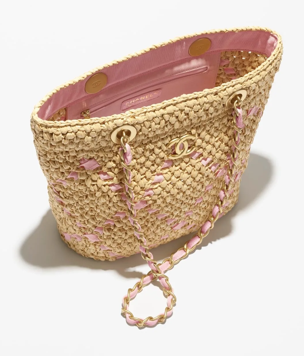 Chanel Small Shoulder Bag / Beige Raffia Gold Hardware - Image 4