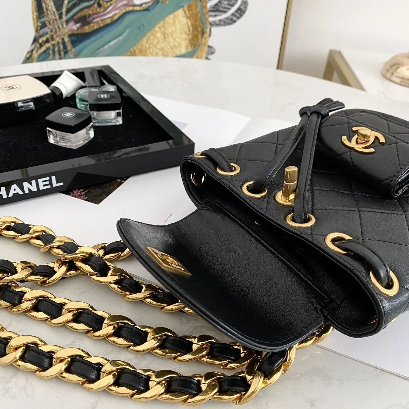 Alternative view of Chanel Small Vintage Duma Backpack / Black Gold Hardware