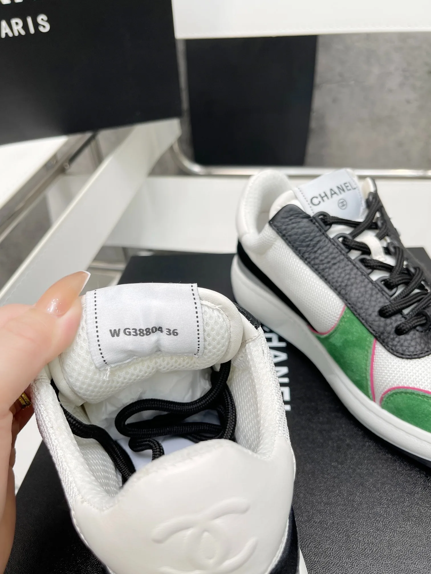 Chanel Sneakers White/Green , Womens Shoes - Image 8
