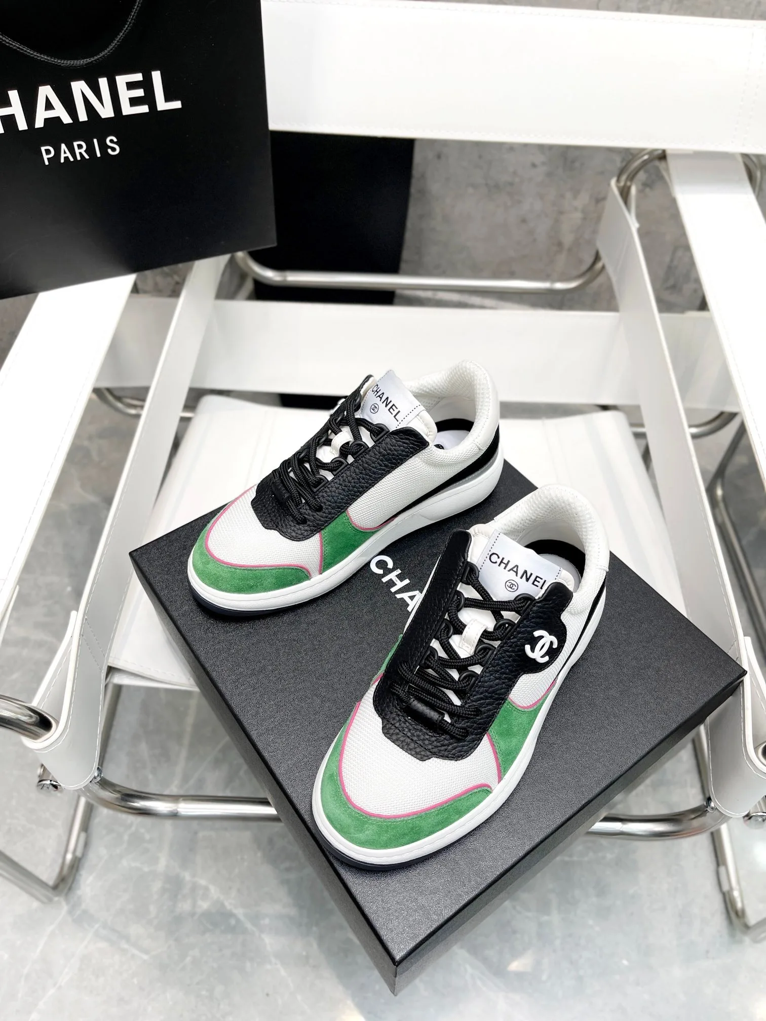 Alternative view of Chanel Sneakers White/Green , Womens Shoes