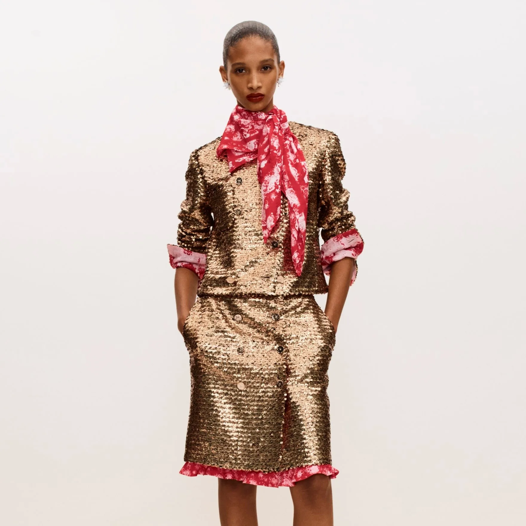 Alternative view of Chanel Square Scarf Red