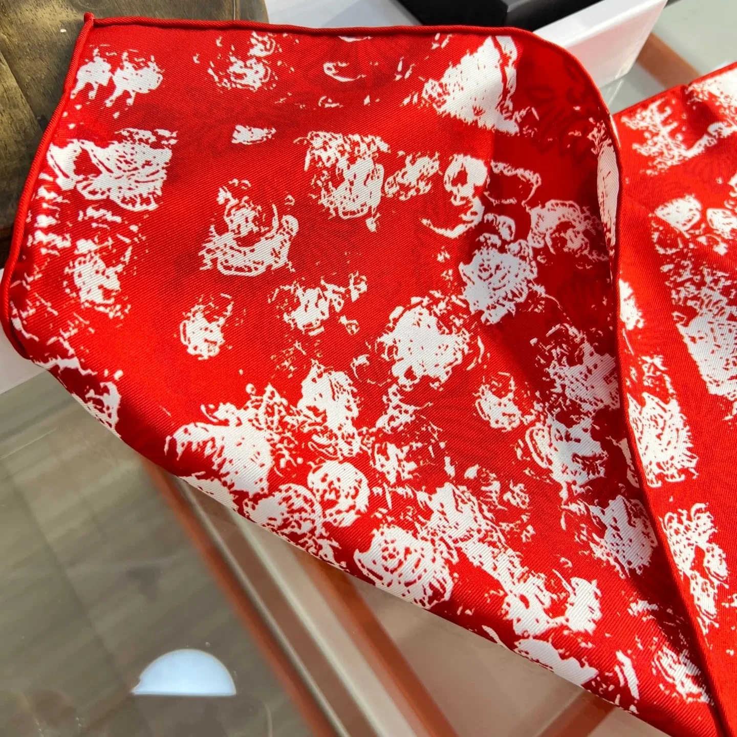 Chanel Square Scarf Red - Image 4