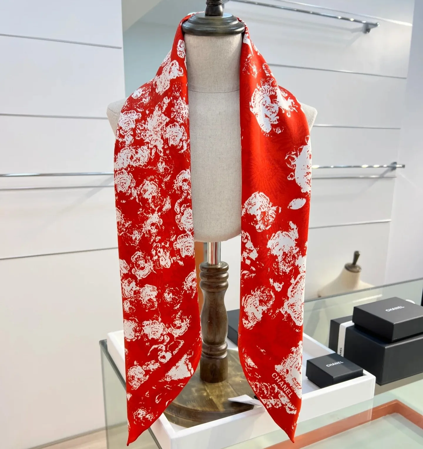 Chanel Square Scarf Red - Image 5
