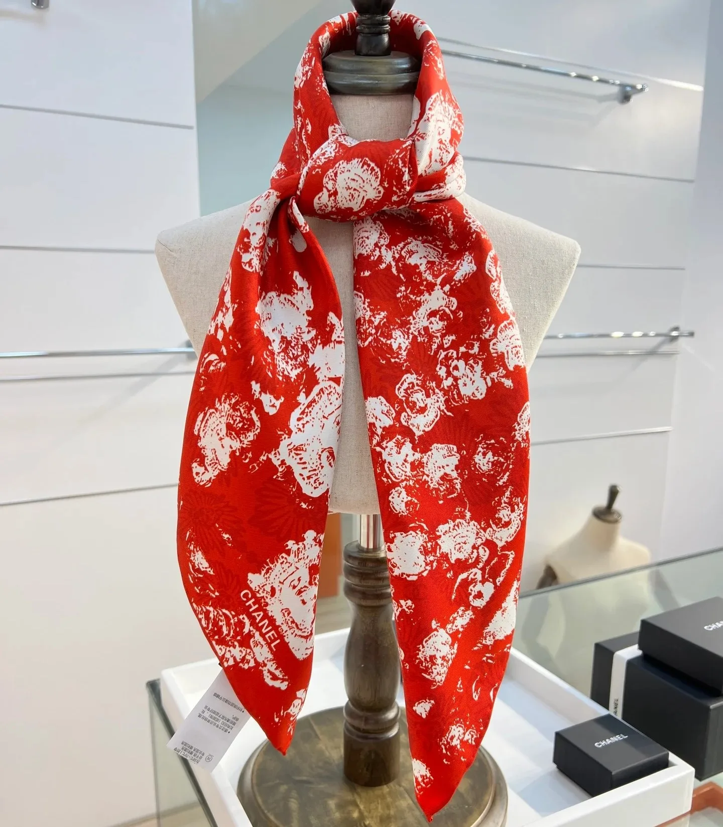 Chanel Square Scarf Red - Image 7