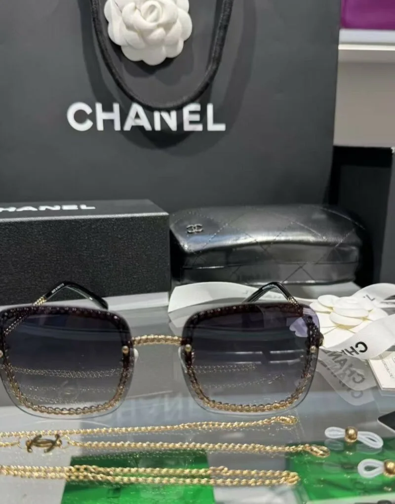 Alternative view of Chanel Square Sunglasses Gold