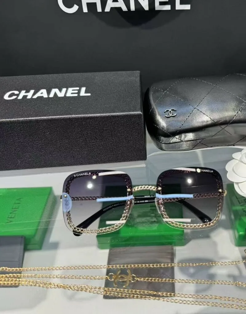 Chanel Square Sunglasses Gold - Image 4