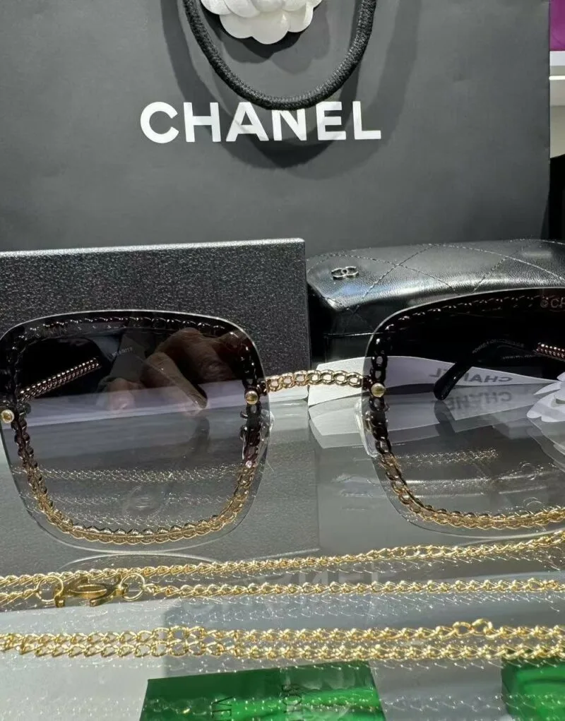 Chanel Square Sunglasses Gold - Image 5