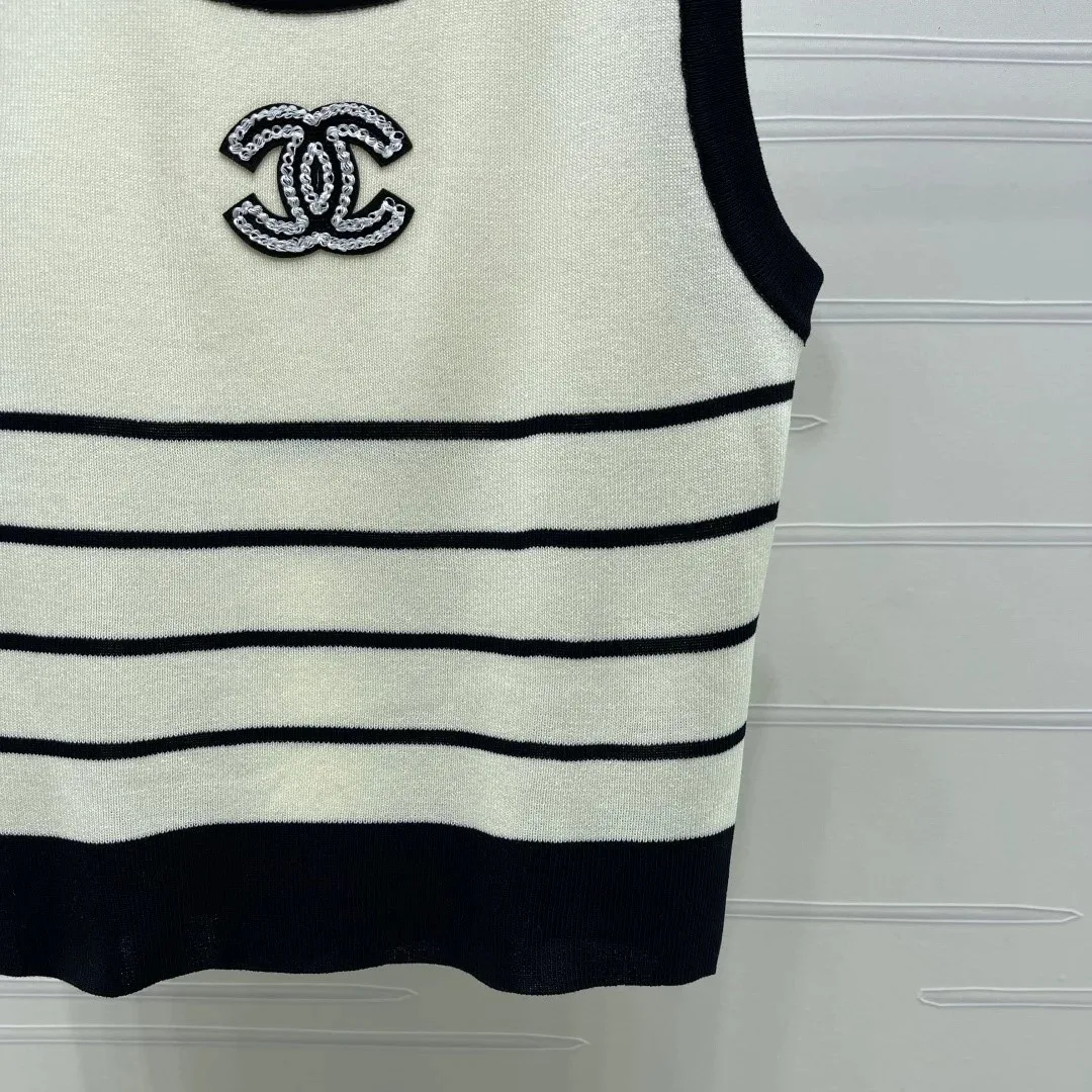 Chanel Striped Sleeveless Top Black/ White - Image 5