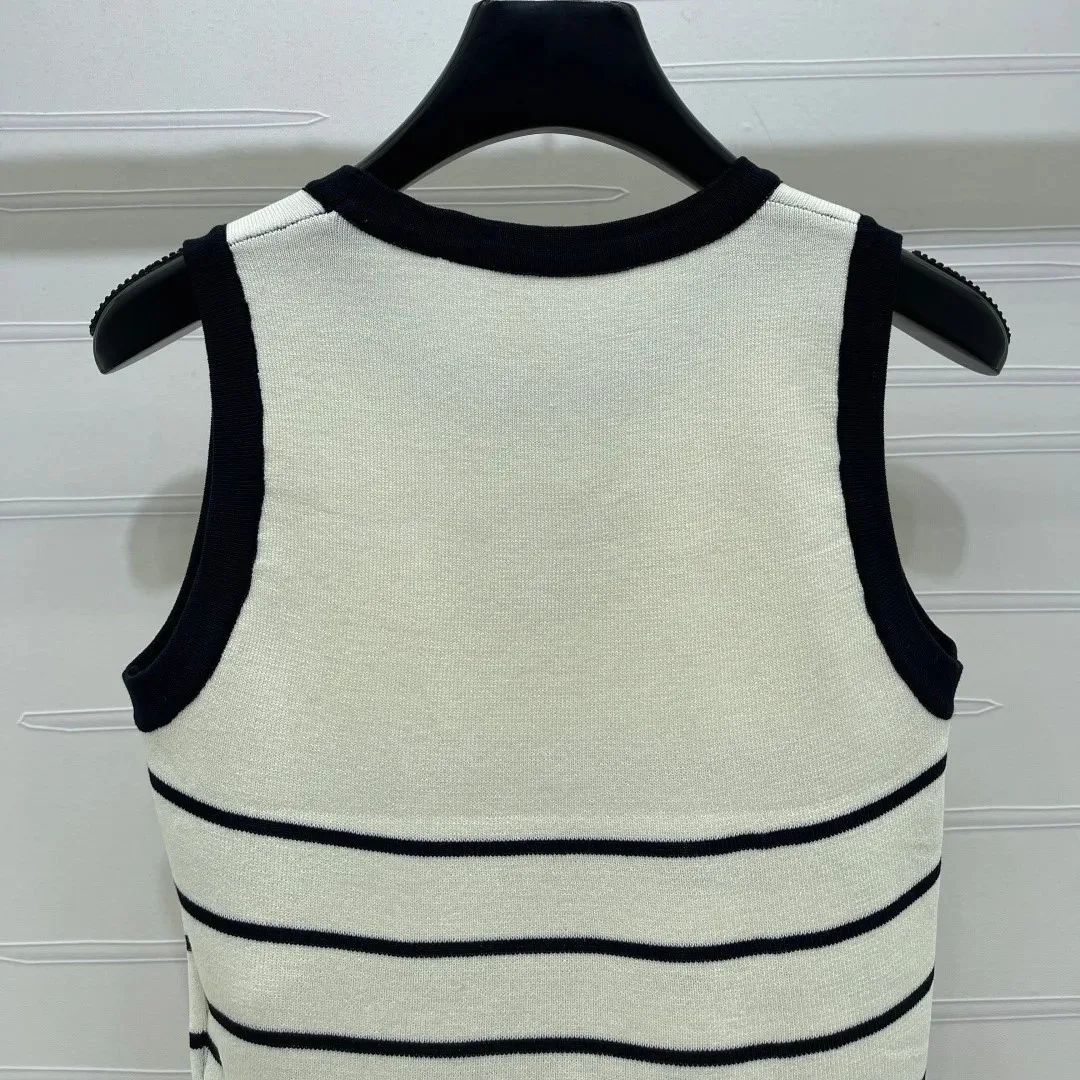 Chanel Striped Sleeveless Top Black/ White - Image 6
