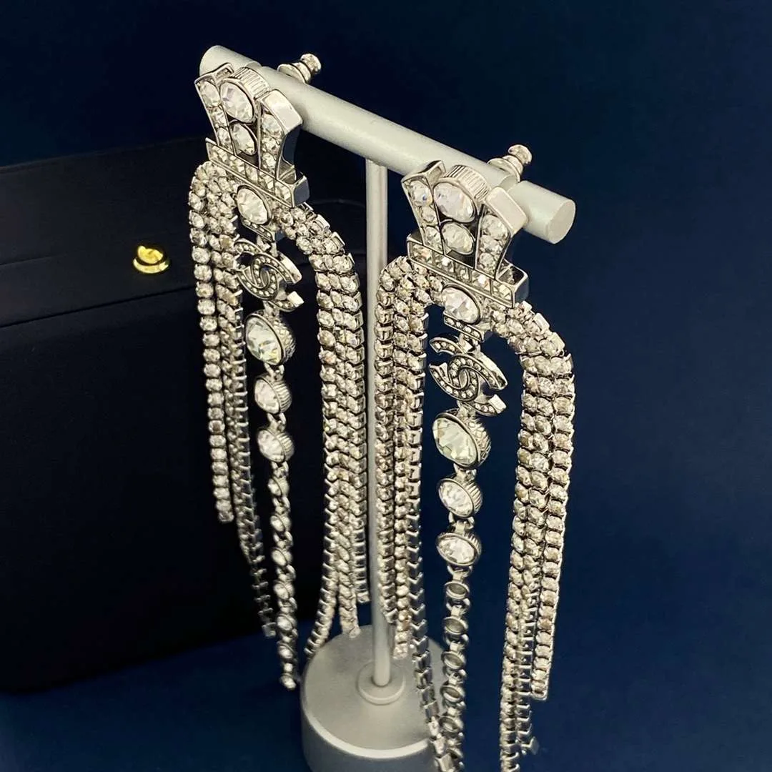 Chanel Tassel Claw Chain Earrings Silver - Image 6