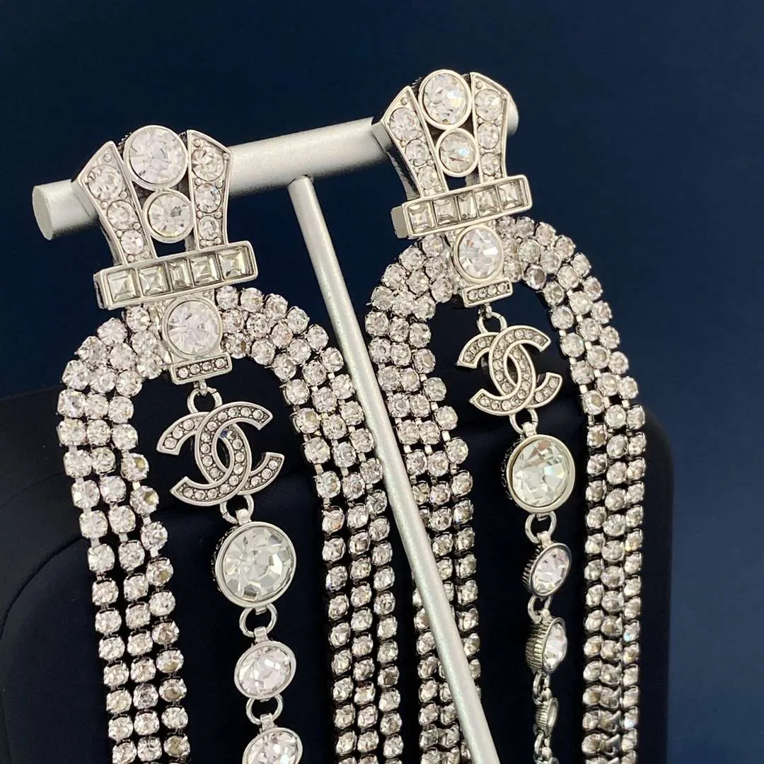 Chanel Tassel Claw Chain Earrings Silver - Image 3