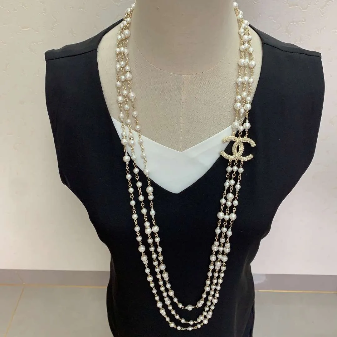 Alternative view of Chanel Three-Layer Pearl Necklace Gold