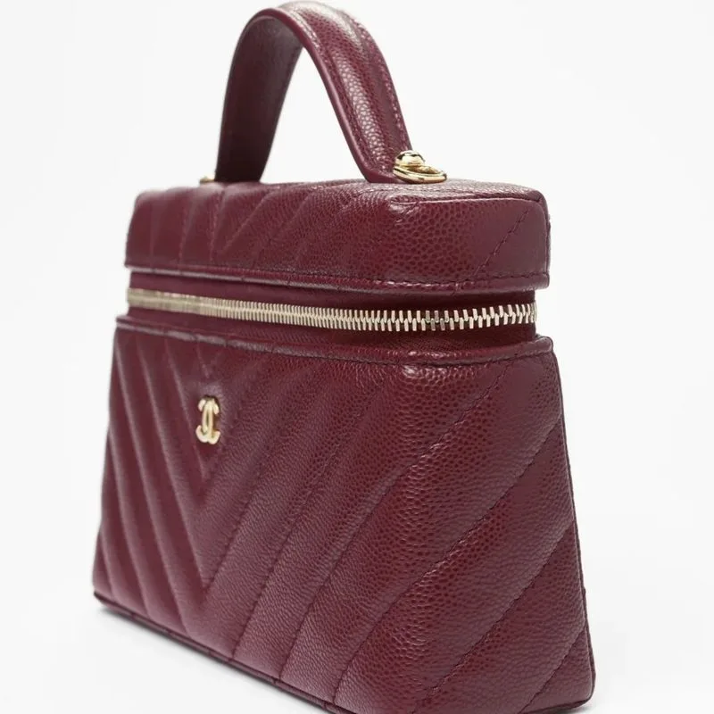 Chanel Vanity Top Handle Bag / Dark Burgundy Gold Hardware - Image 5