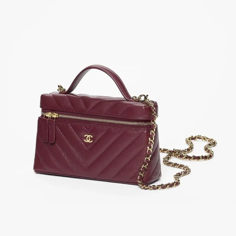 Chanel Vanity Top Handle Bag / Dark Burgundy Gold Hardware - Image 3