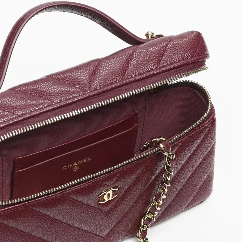 Chanel Vanity Top Handle Bag / Dark Burgundy Gold Hardware - Image 4