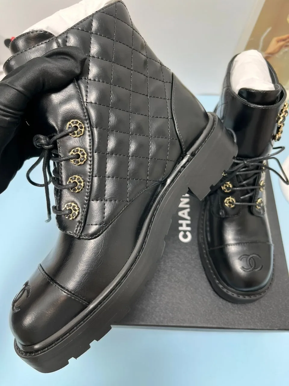 Chanel Lace- Ups Bright Black / - Image 3