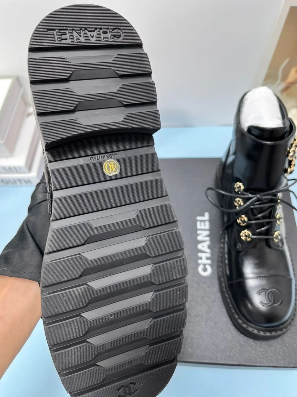 Chanel Lace- Ups Bright Black / - Image 5