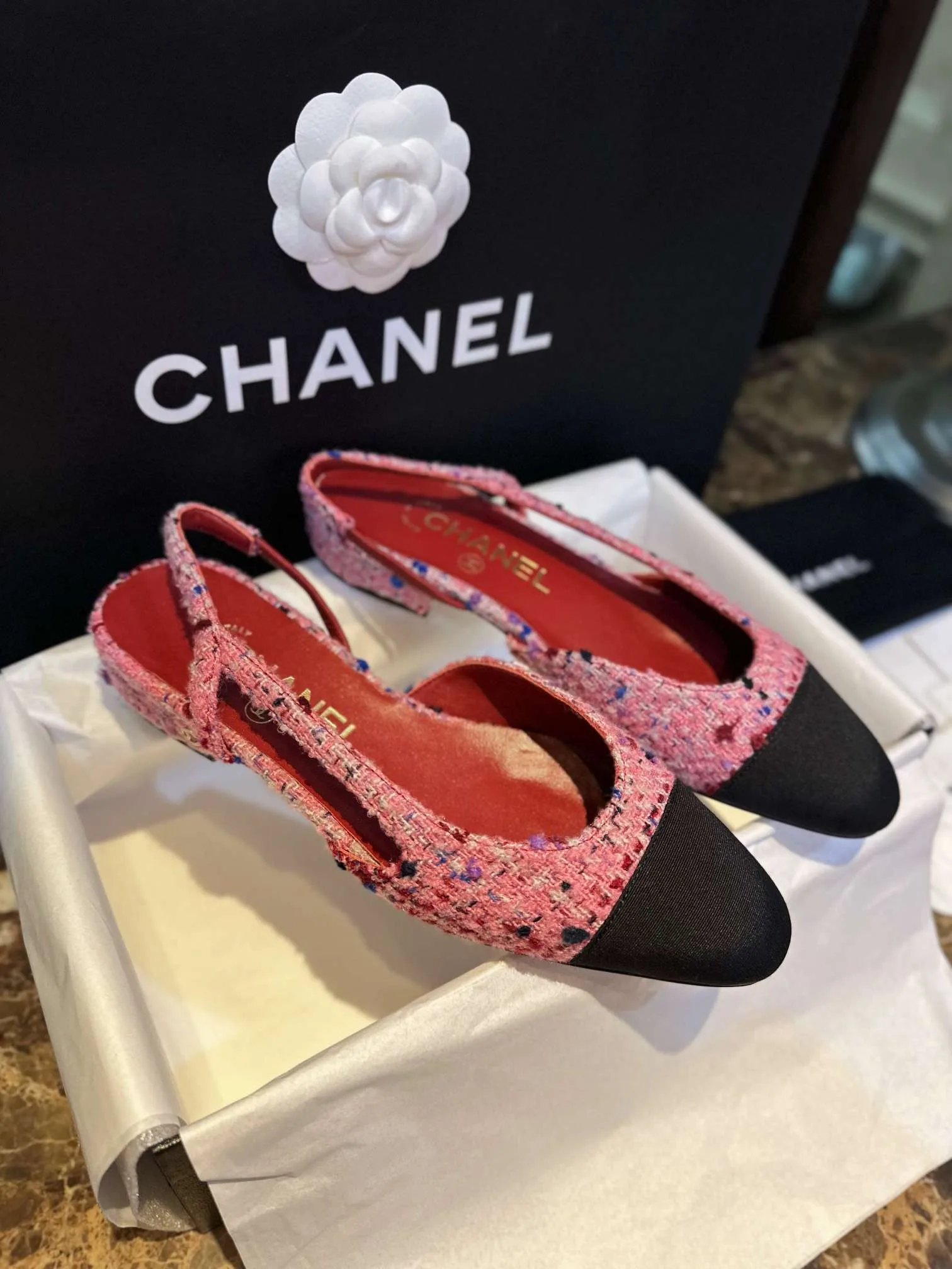 Chanel Woolen Lat Lace Up Sandals Dark Pink - Image 7