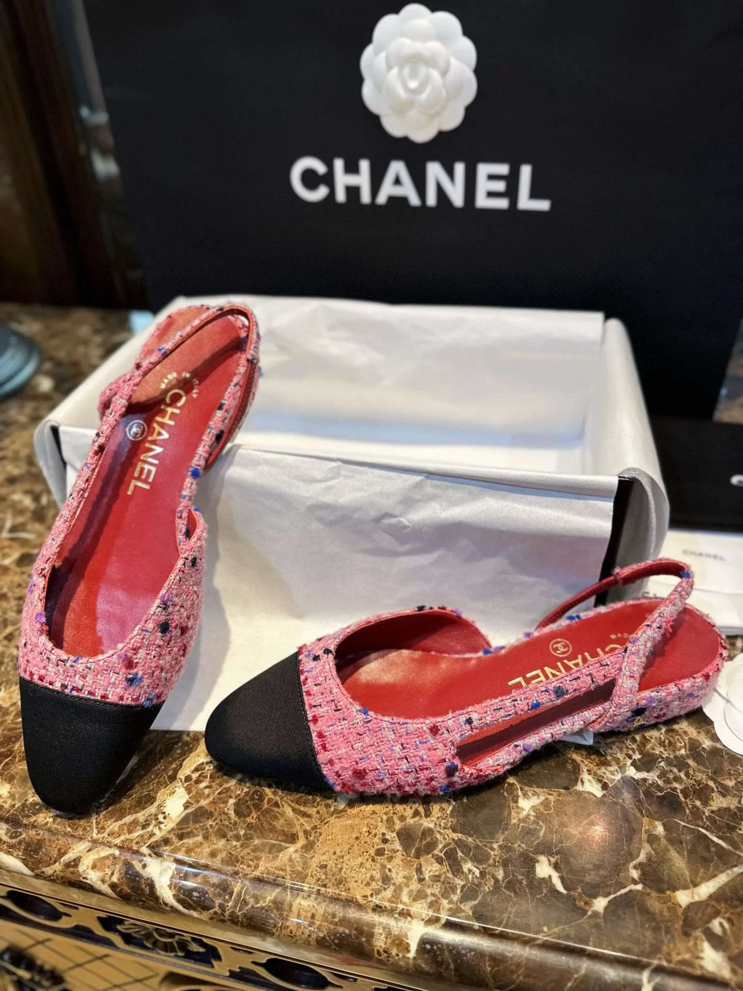 Chanel Woolen Lat Lace Up Sandals Dark Pink - Image 5
