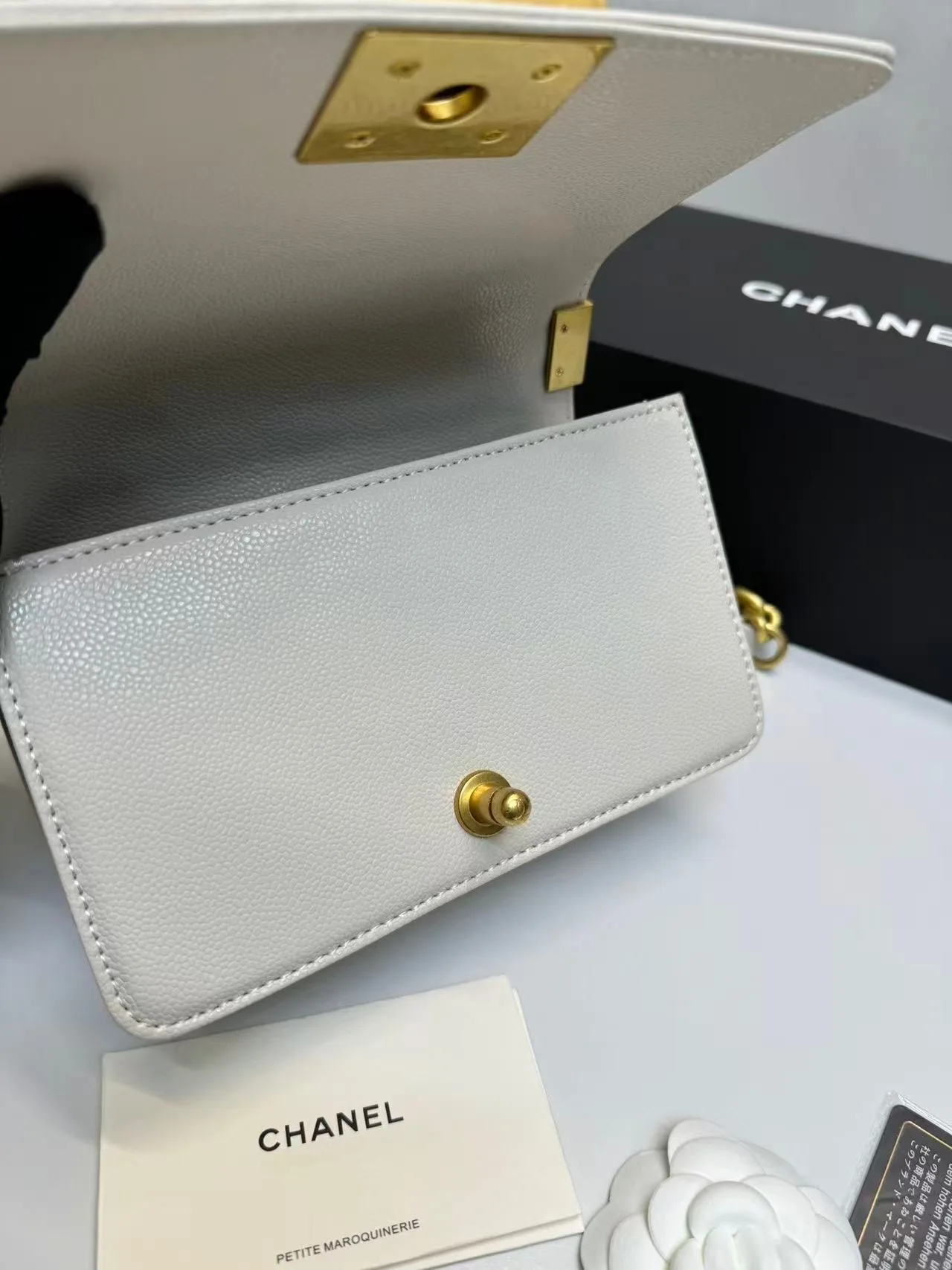 Chanel Boy Small Crossbody Bag / Ivory Gold Hardware - Image 6