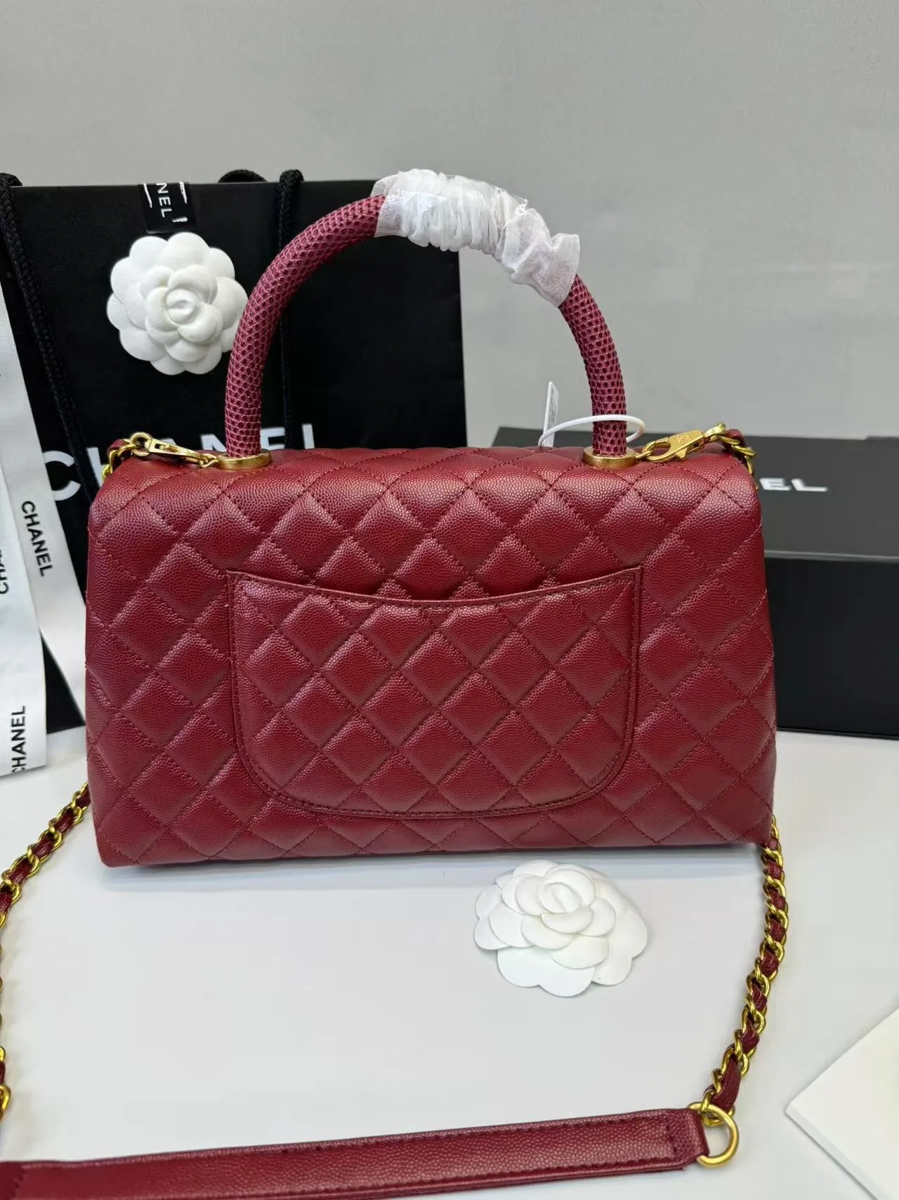 Chanel Handbag With Top Handle Dark Red / - Image 3