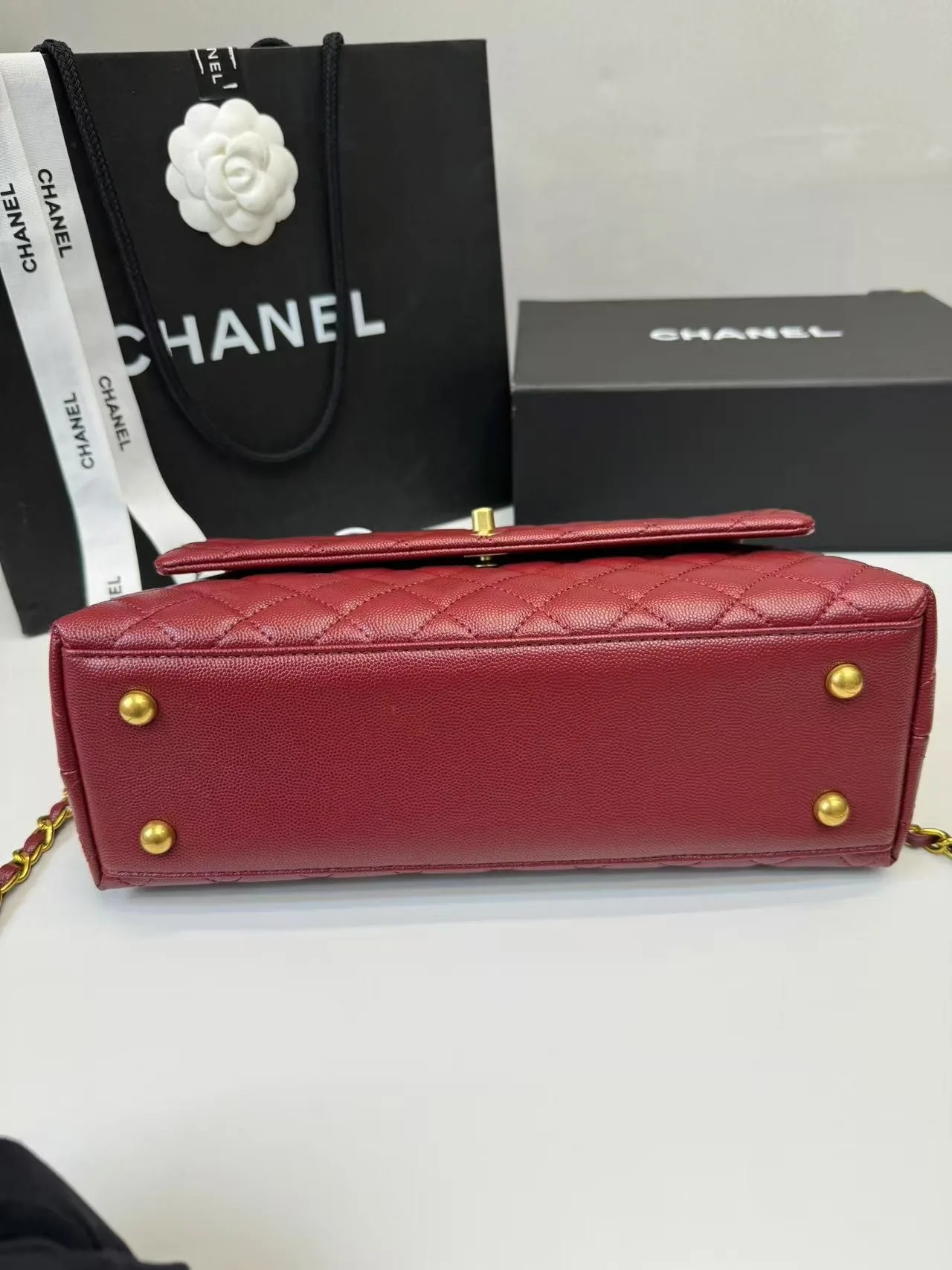 Chanel Handbag With Top Handle Dark Red / - Image 4