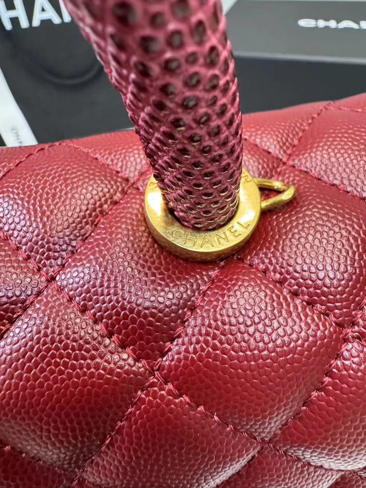 Chanel Handbag With Top Handle Dark Red / - Image 7