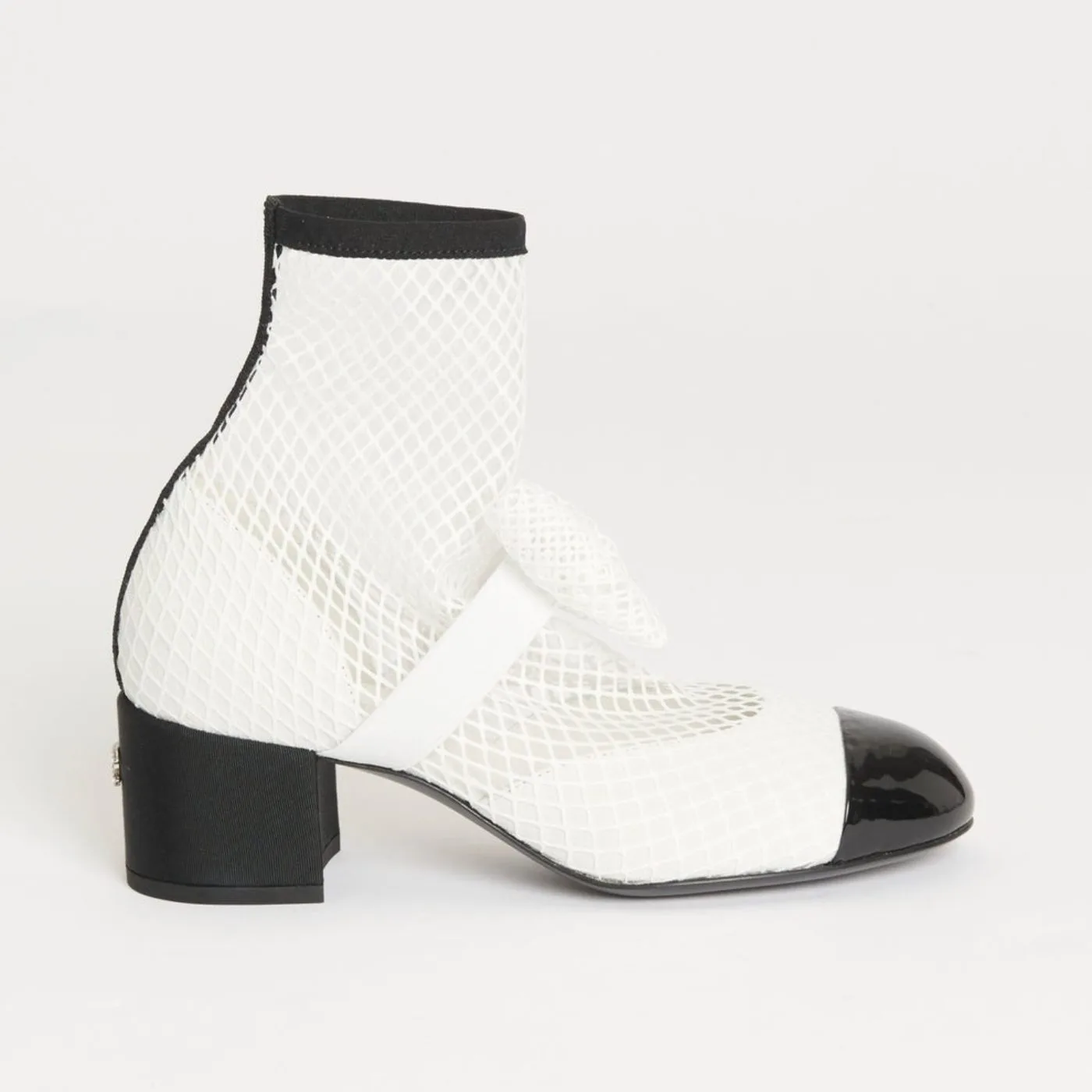 Alternative view of Chanel Mesh Bow Ankle Boots White
