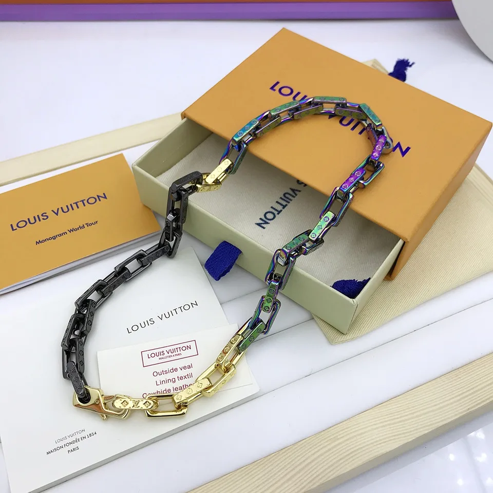 Alternative view of Louis Vuitton Combinating Color Monogram Chain Necklace Multicolor