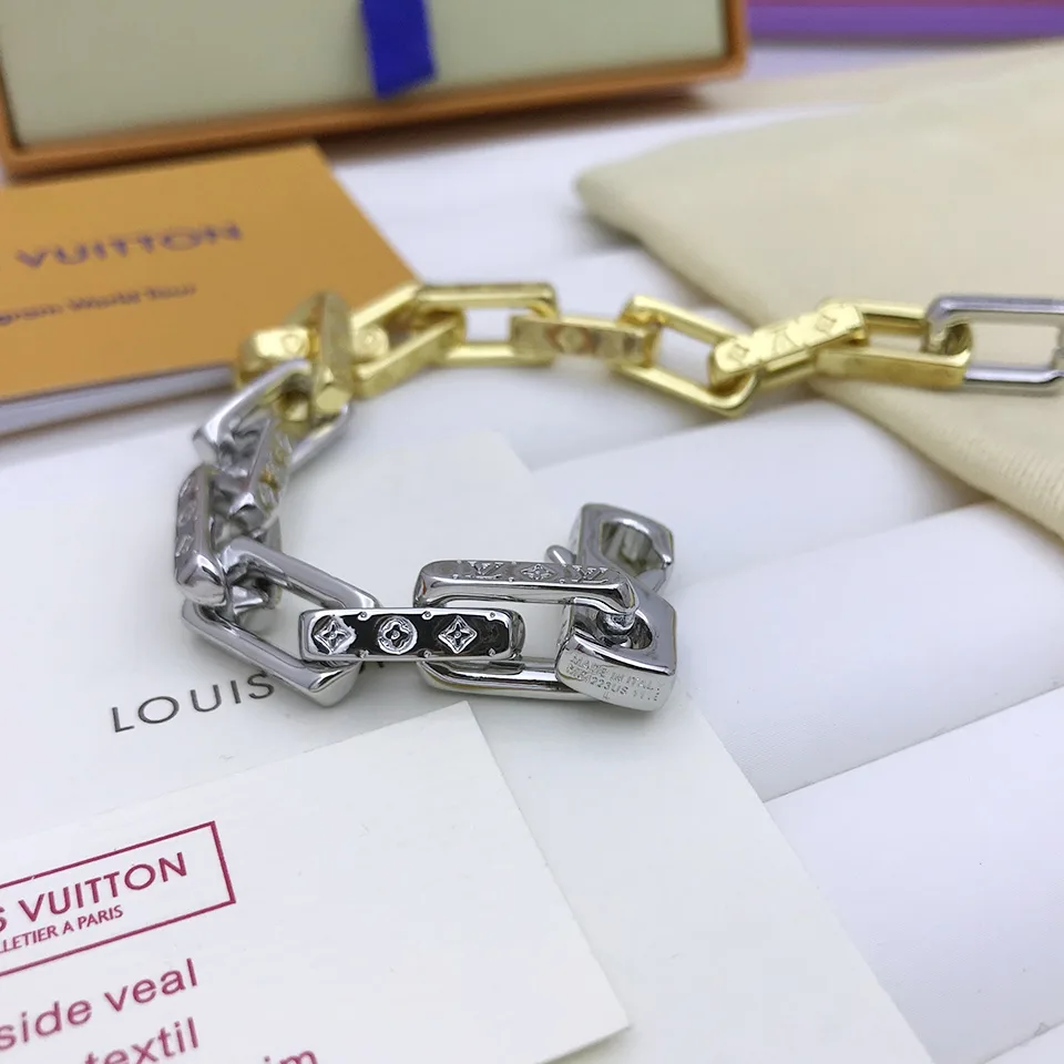 Louis Vuitton Combinating Two Colors Monogram Chain Bracelet Multicolor - Image 8