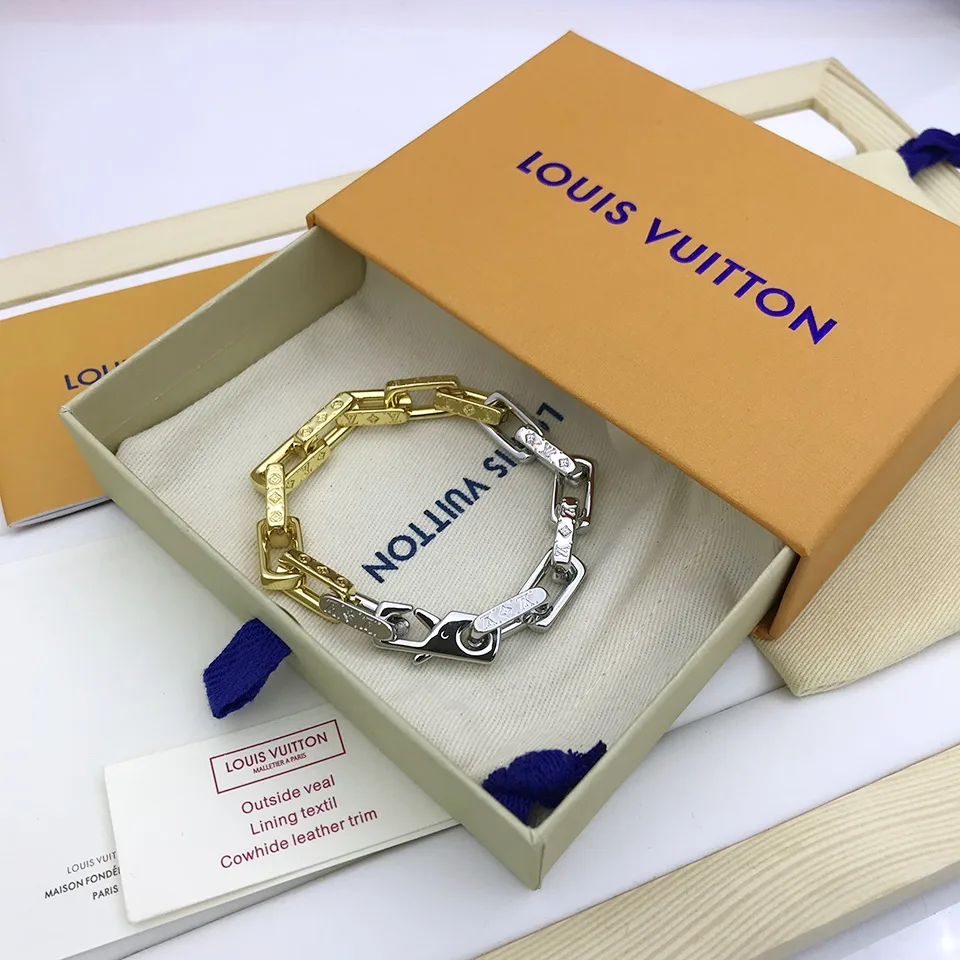 Louis Vuitton Combinating Two Colors Monogram Chain Bracelet Multicolor - Image 7
