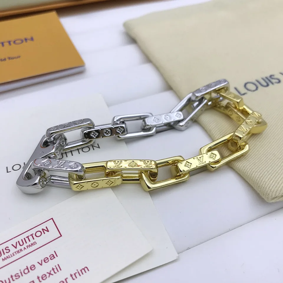 Louis Vuitton Combinating Two Colors Monogram Chain Bracelet Multicolor - Image 6