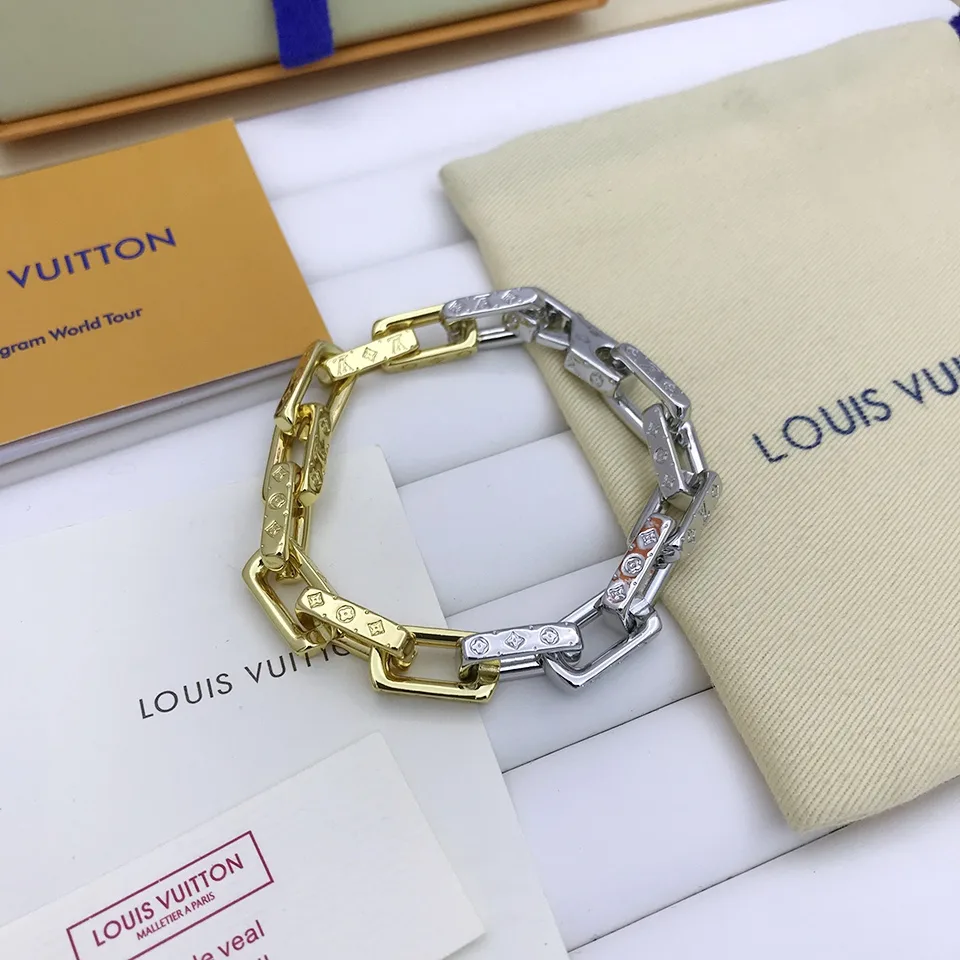 Louis Vuitton Combinating Two Colors Monogram Chain Bracelet Multicolor - Image 5