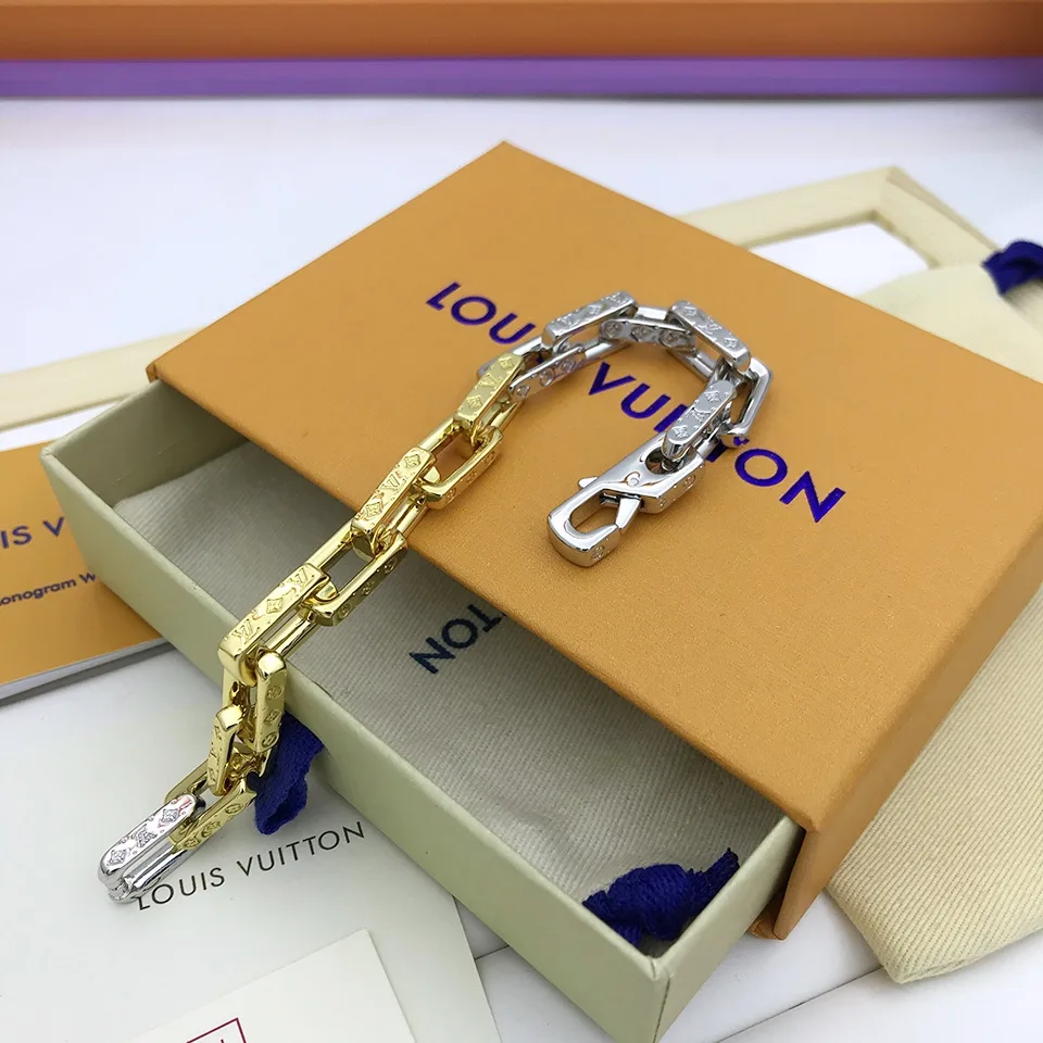 Louis Vuitton Combinating Two Colors Monogram Chain Bracelet Multicolor - Image 4