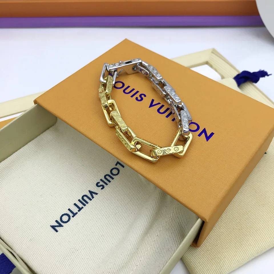 Louis Vuitton Combinating Two Colors Monogram Chain Bracelet Multicolor - Image 3