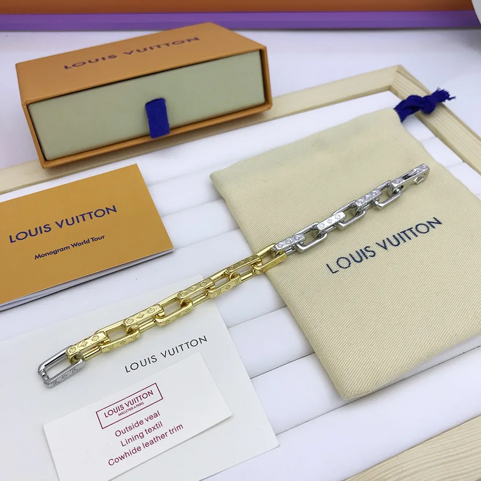 Alternative view of Louis Vuitton Combinating Two Colors Monogram Chain Bracelet Multicolor